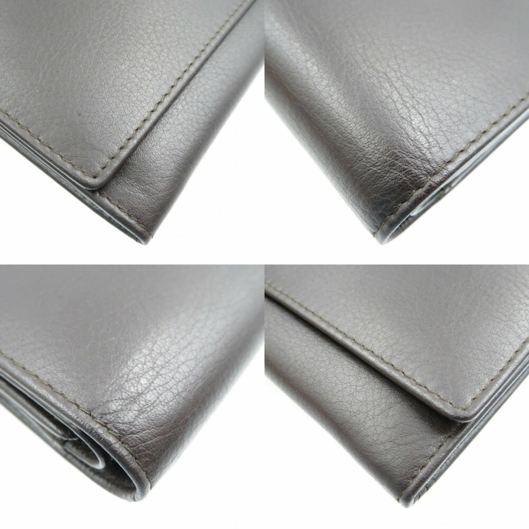 CHRISTIAN DIOR leather dark brown long wallet
