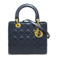 Dior lady dior handbag Navy Lambskin [sheep leather]
