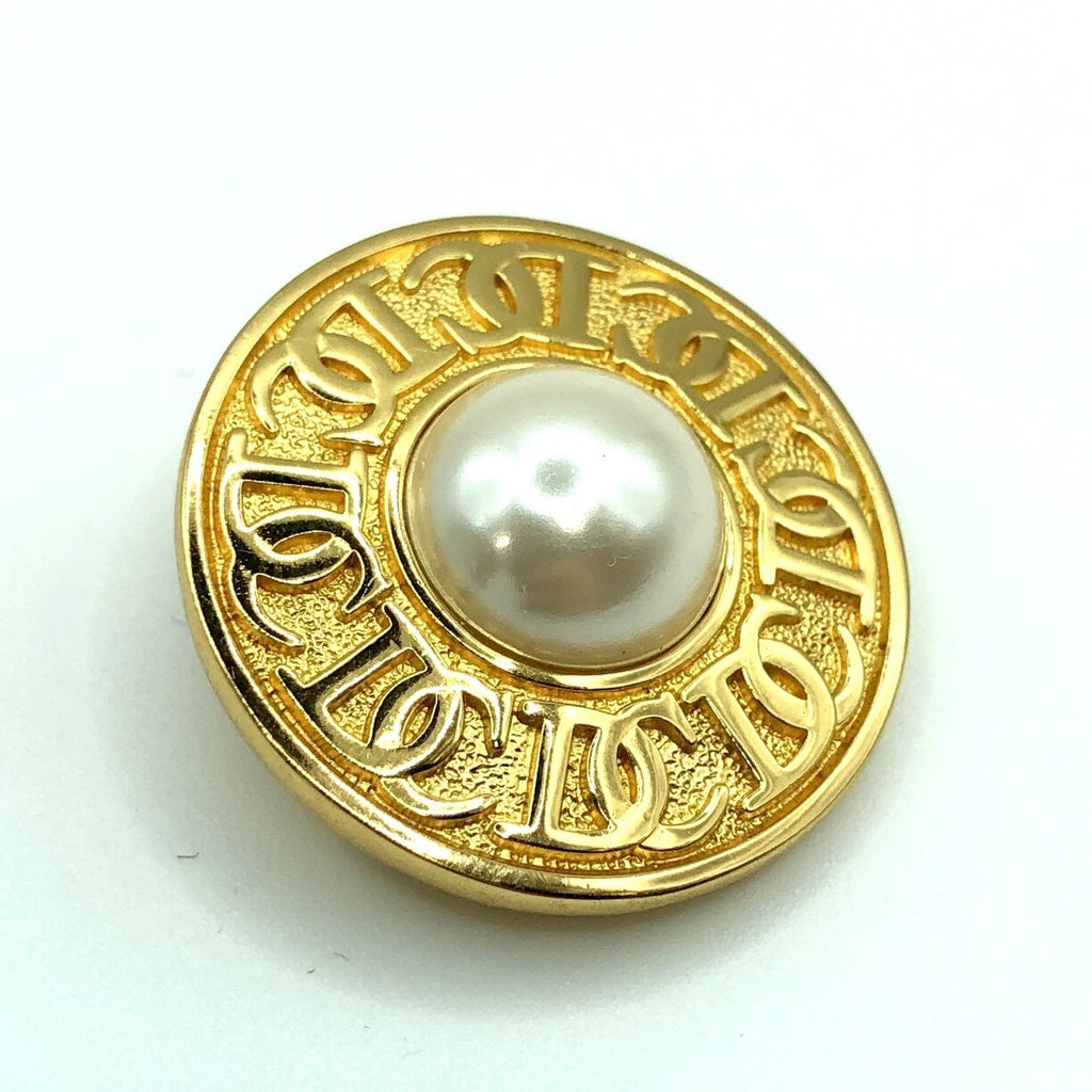 CHRISTIAN DIOR fake pearl brooch gold ladies