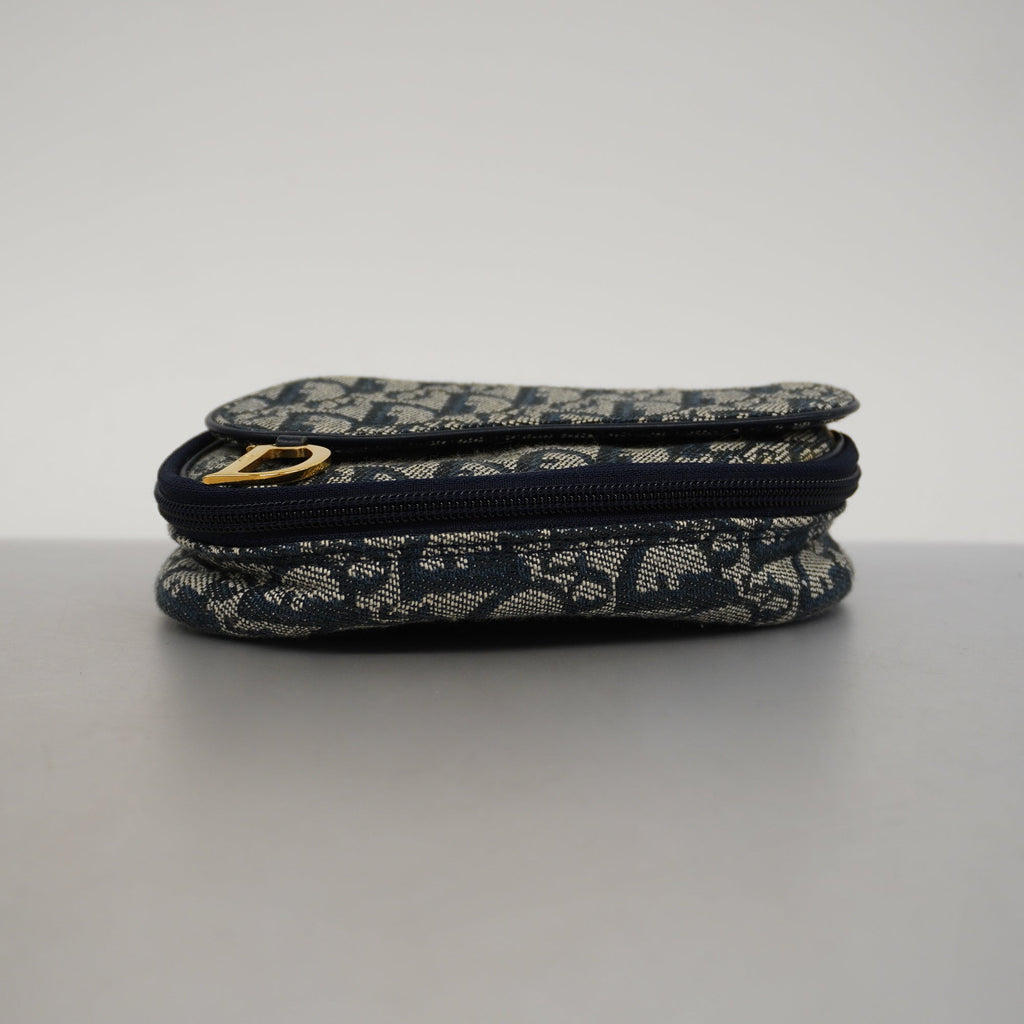 CHRISTIAN DIORAuth  Trotter Saddle Pouch Women's Canvas Pouch Navy