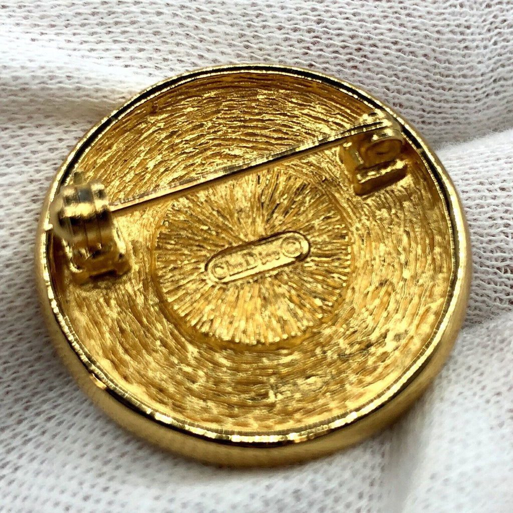 CHRISTIAN DIOR fake pearl brooch gold ladies