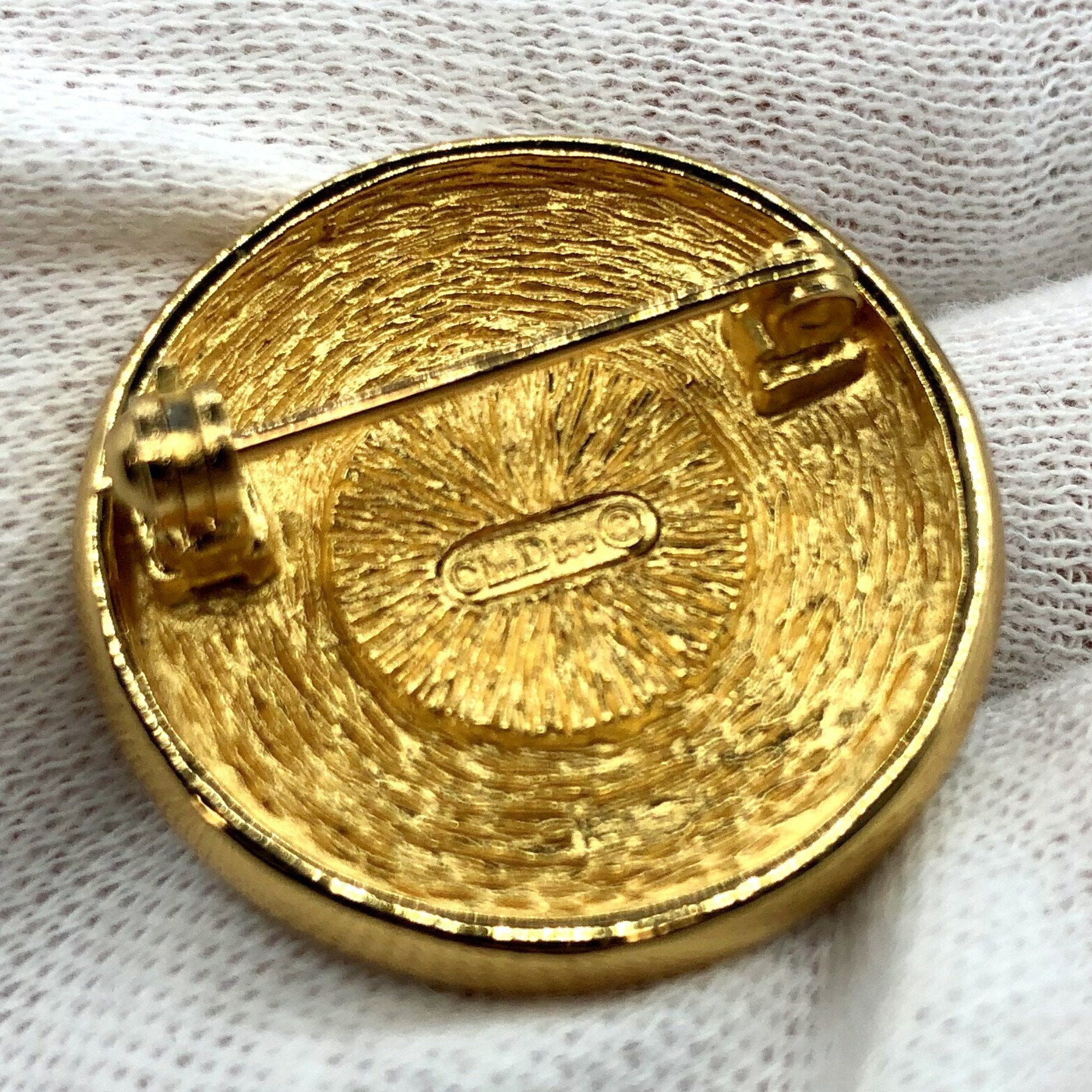 CHRISTIAN DIOR fake pearl brooch gold ladies