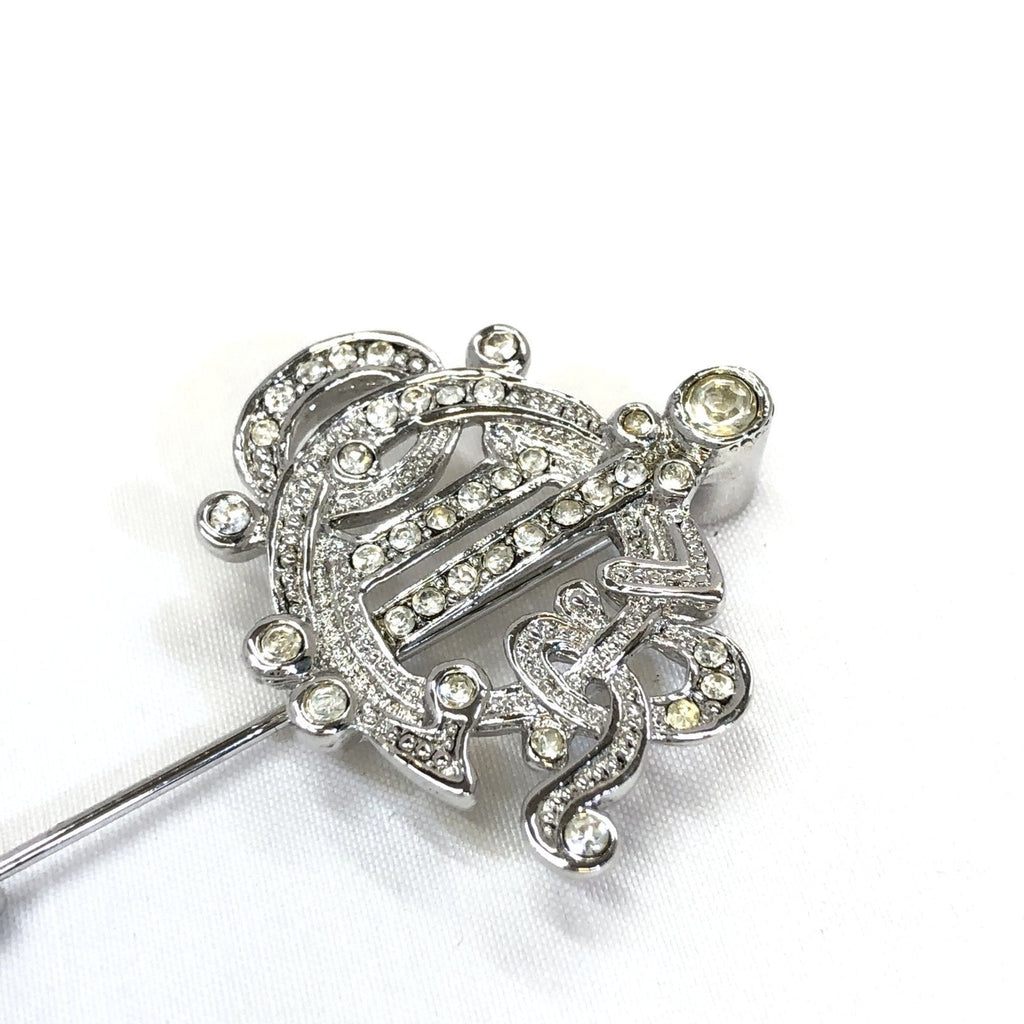 Christian Dior Pin Brooch Crest Emblem Silver Accessory Rhinestone Width Approx. 2.5cm Women's ITNEEHKFV5W4 RLV1633M