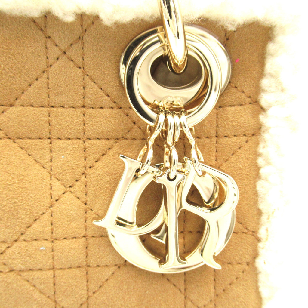 Dior lady dior handbag mini Beige White Suede Mouton