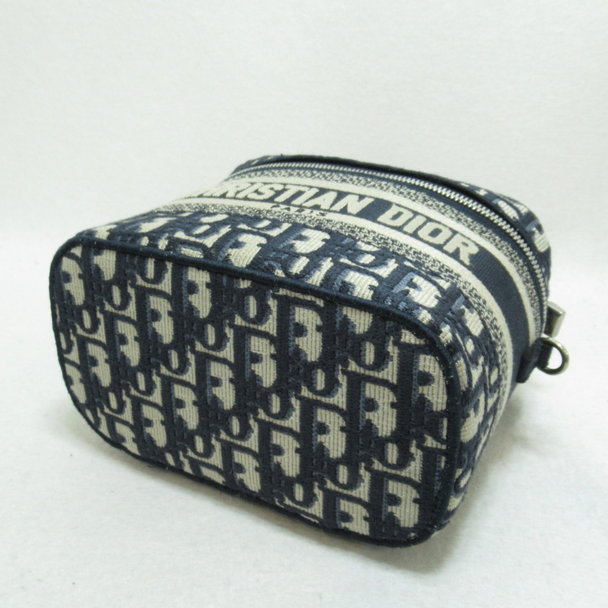 Dior 2way vanity bag Navy White canvas