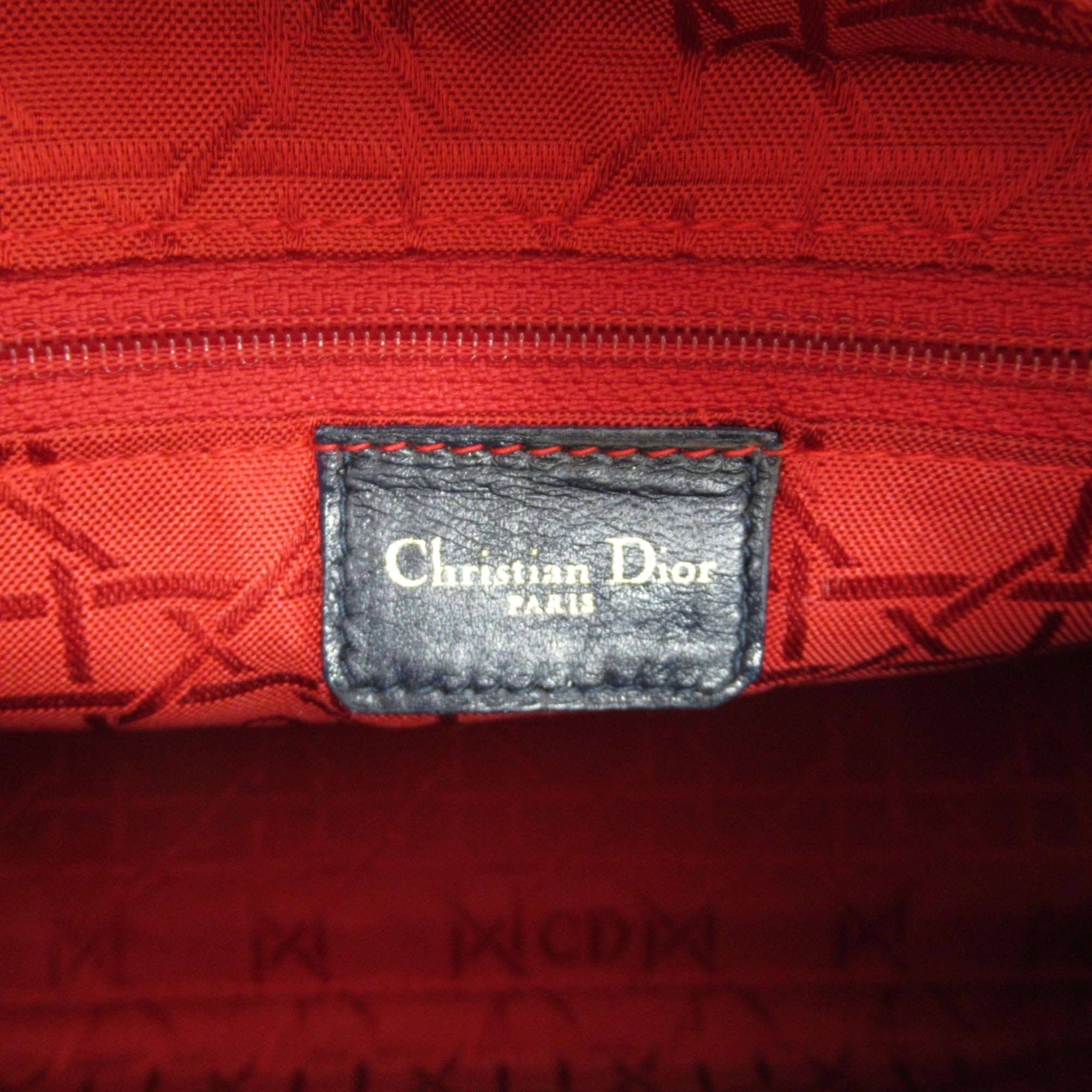 Dior lady dior handbag Navy Lambskin [sheep leather]