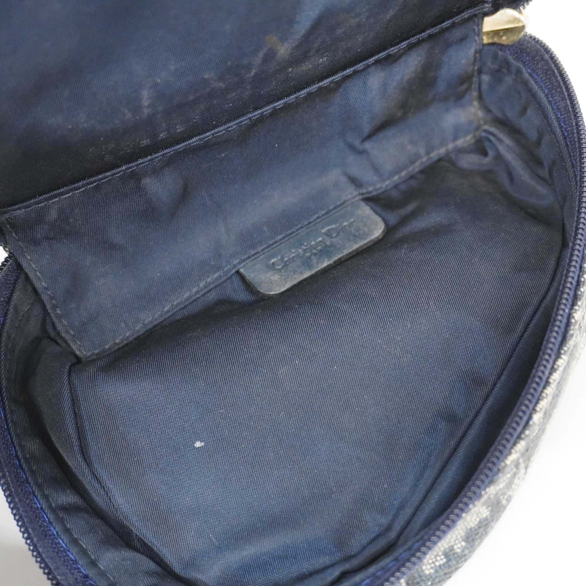 CHRISTIAN DIORAuth  Trotter Saddle Pouch Women's Canvas Pouch Navy