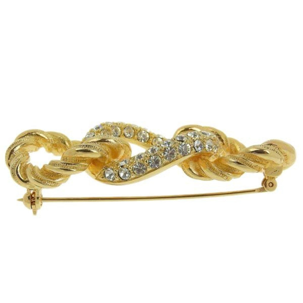 CHRISTIAN DIOR Rhinestone Brooch Gold Women's