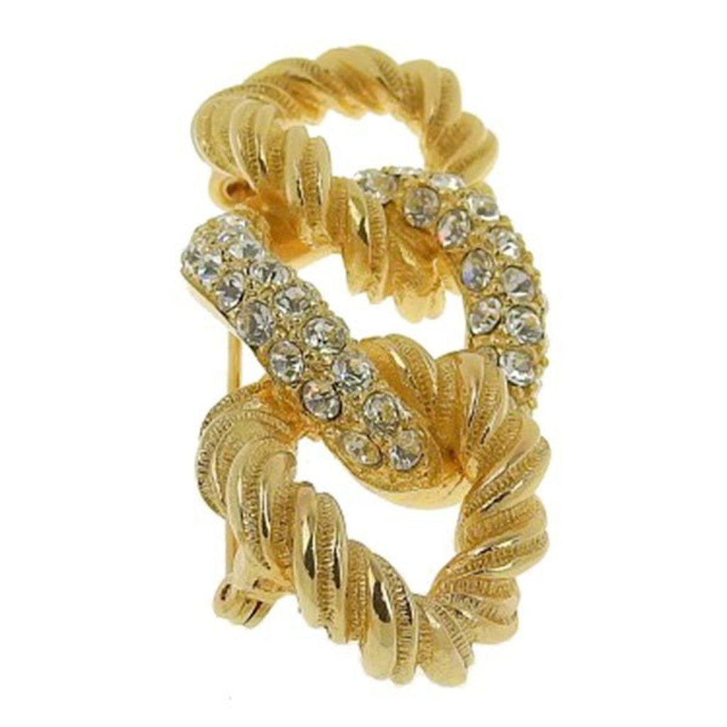 CHRISTIAN DIOR Rhinestone Brooch Gold Women's