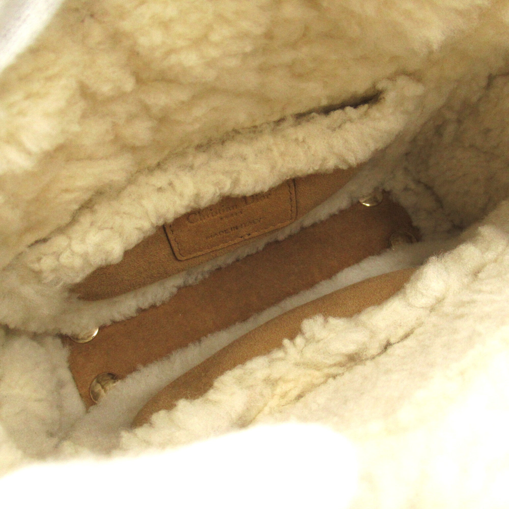 Dior lady dior handbag mini Beige White Suede Mouton