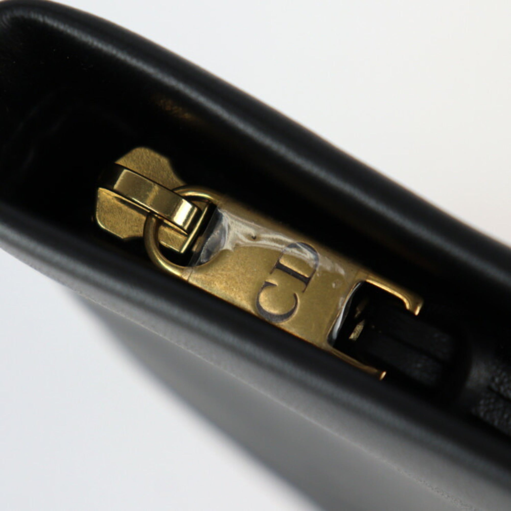 CHRISTIAN DIOR clutch bag 19S5543CGSB leather black gold metal fittings