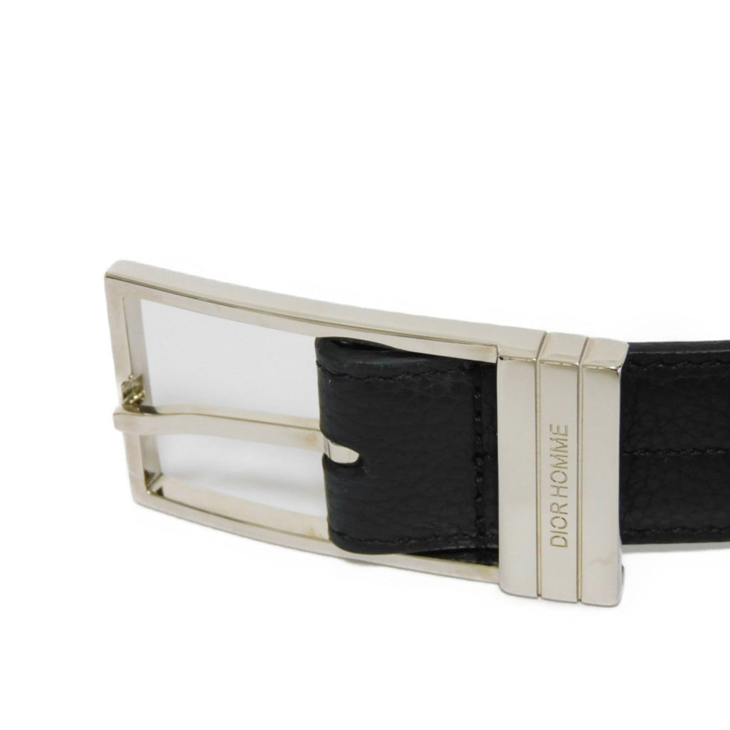 DIOR HOMME Belt DIOR Signature 3mm 90 Grained Calf Black Silver Logo 4173PLTAB_H00N Men's