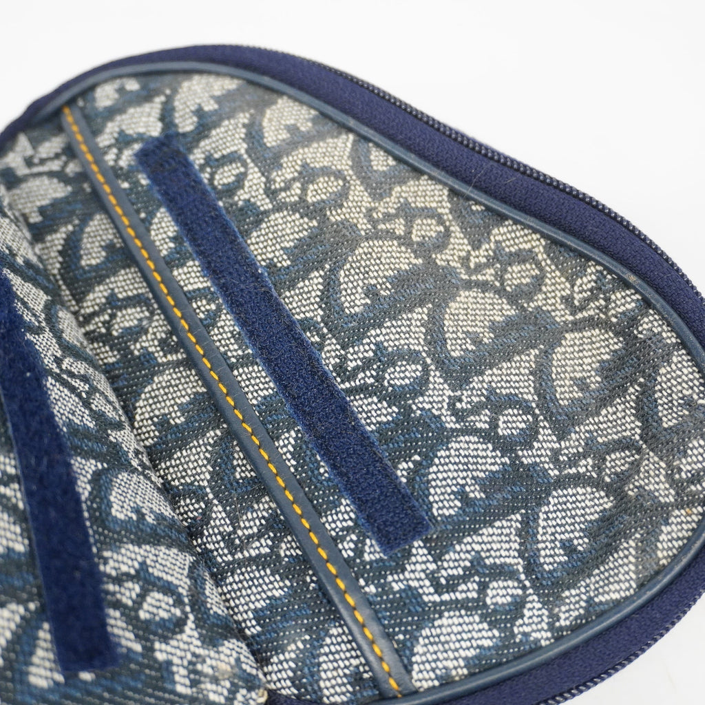 CHRISTIAN DIORAuth  Trotter Saddle Pouch Women's Canvas Pouch Navy