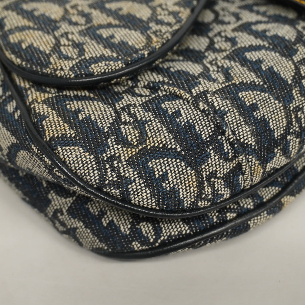CHRISTIAN DIORAuth  Trotter Saddle Bag Women's Canvas Handbag Navy