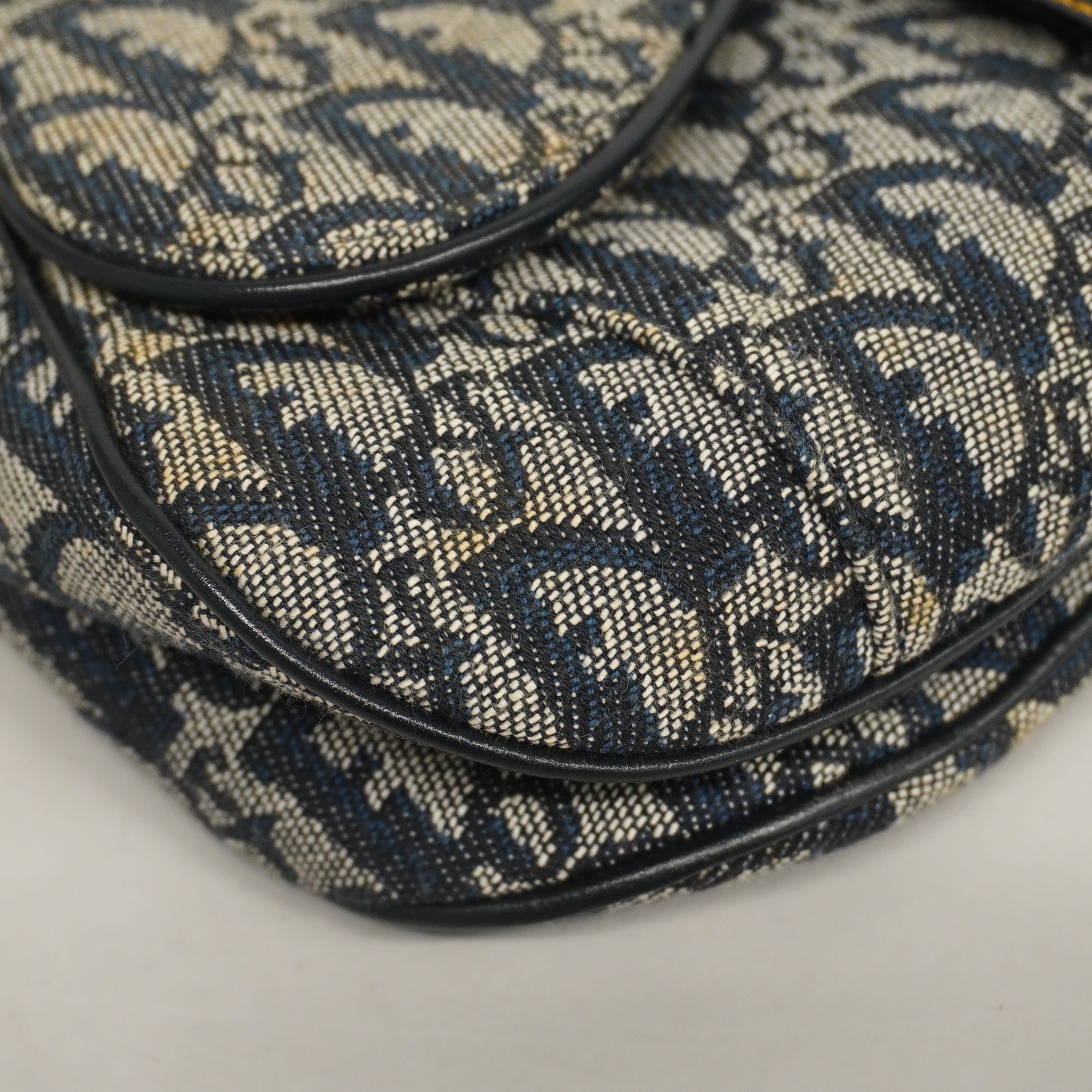 CHRISTIAN DIORAuth  Trotter Saddle Bag Women's Canvas Handbag Navy