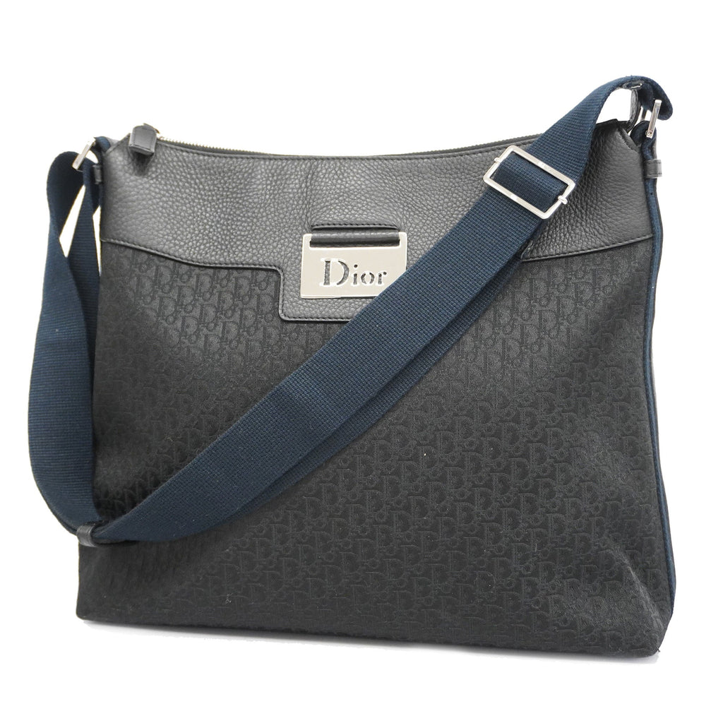 CHRISTIAN DIORAuth  Trotter Shoulder Bag Women's Canvas,Leather Black
