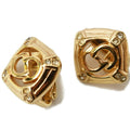 Christian Dior earrings CD motif rhinestone gold