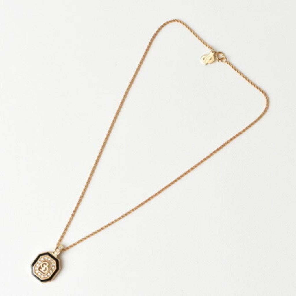 CHRISTIAN DIOR necklace choker rhinestone CD gold black