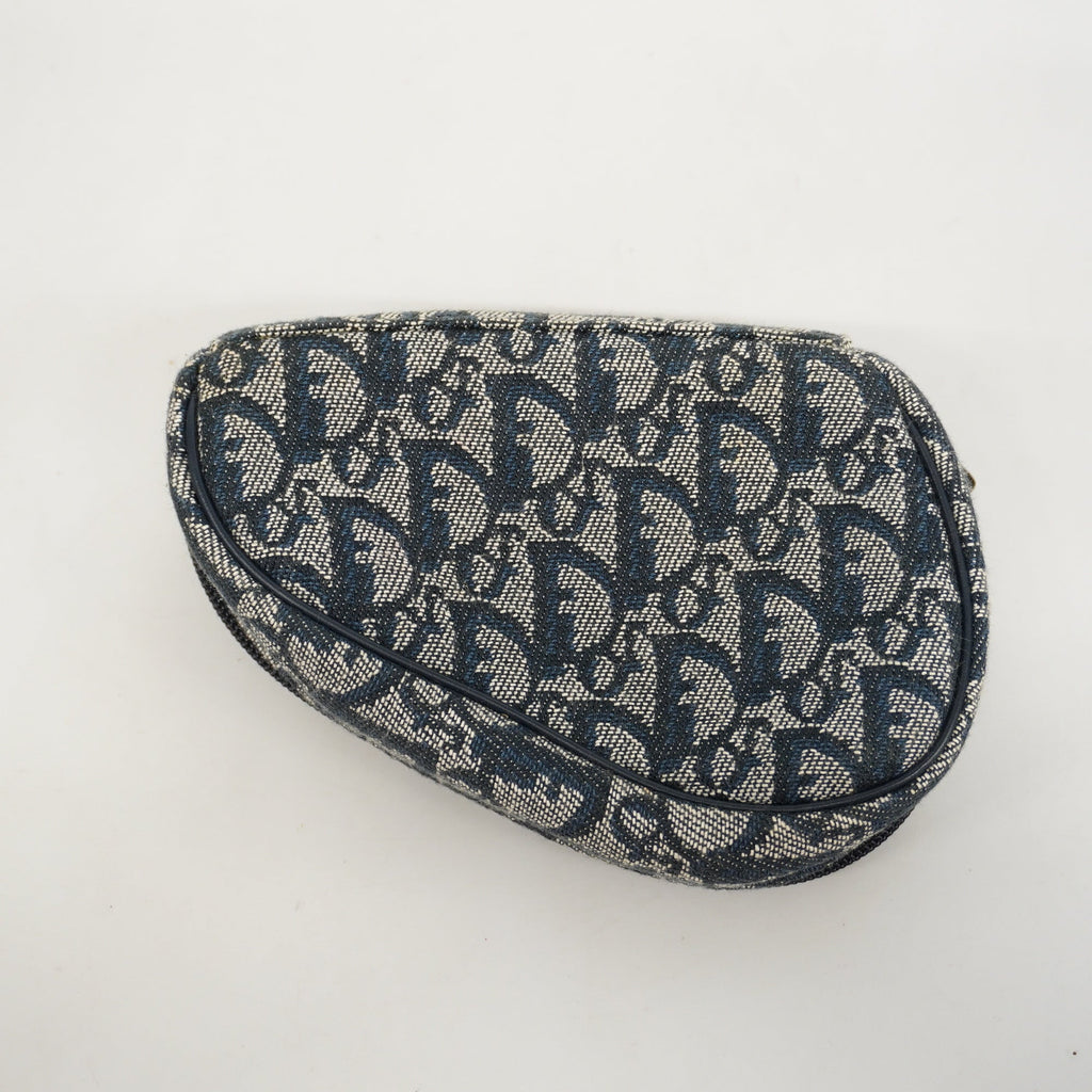 CHRISTIAN DIORAuth  Trotter Saddle Pouch Women's Canvas Pouch Navy
