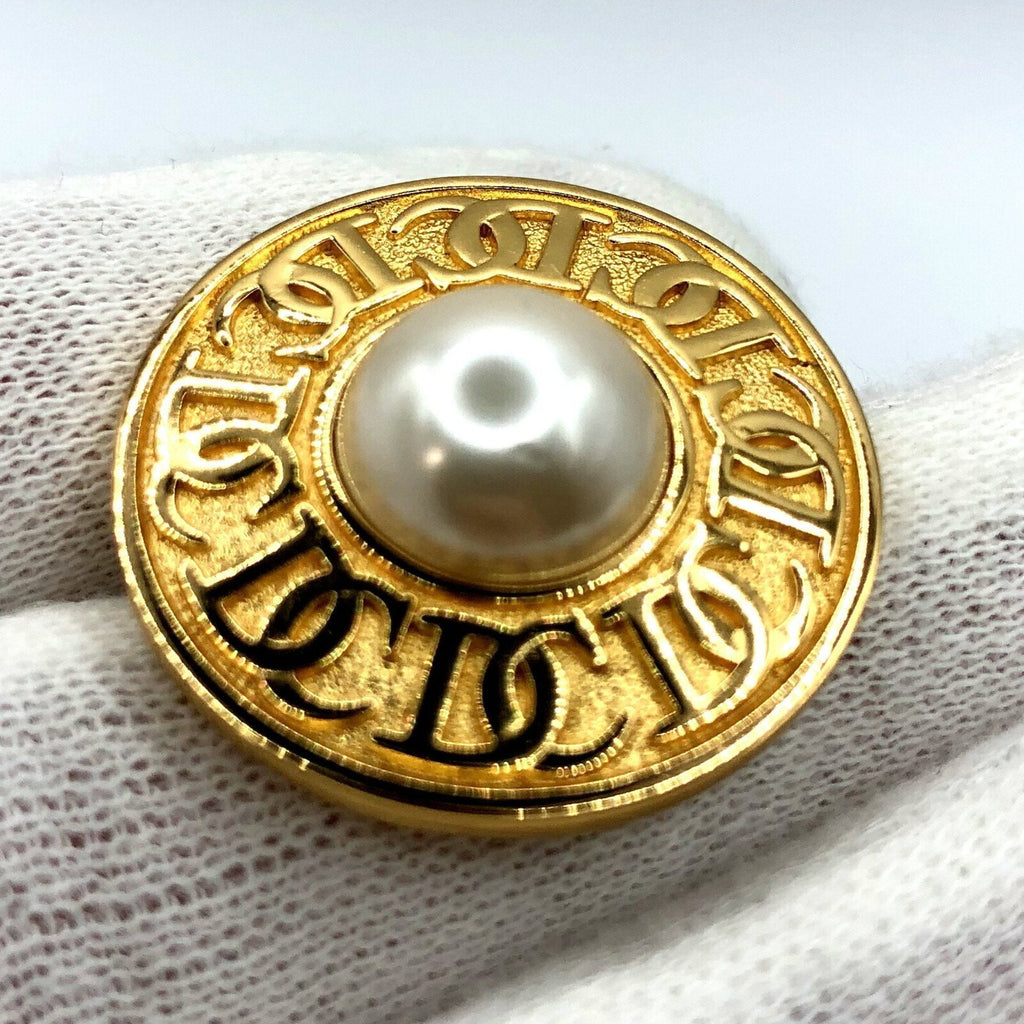 CHRISTIAN DIOR fake pearl brooch gold ladies