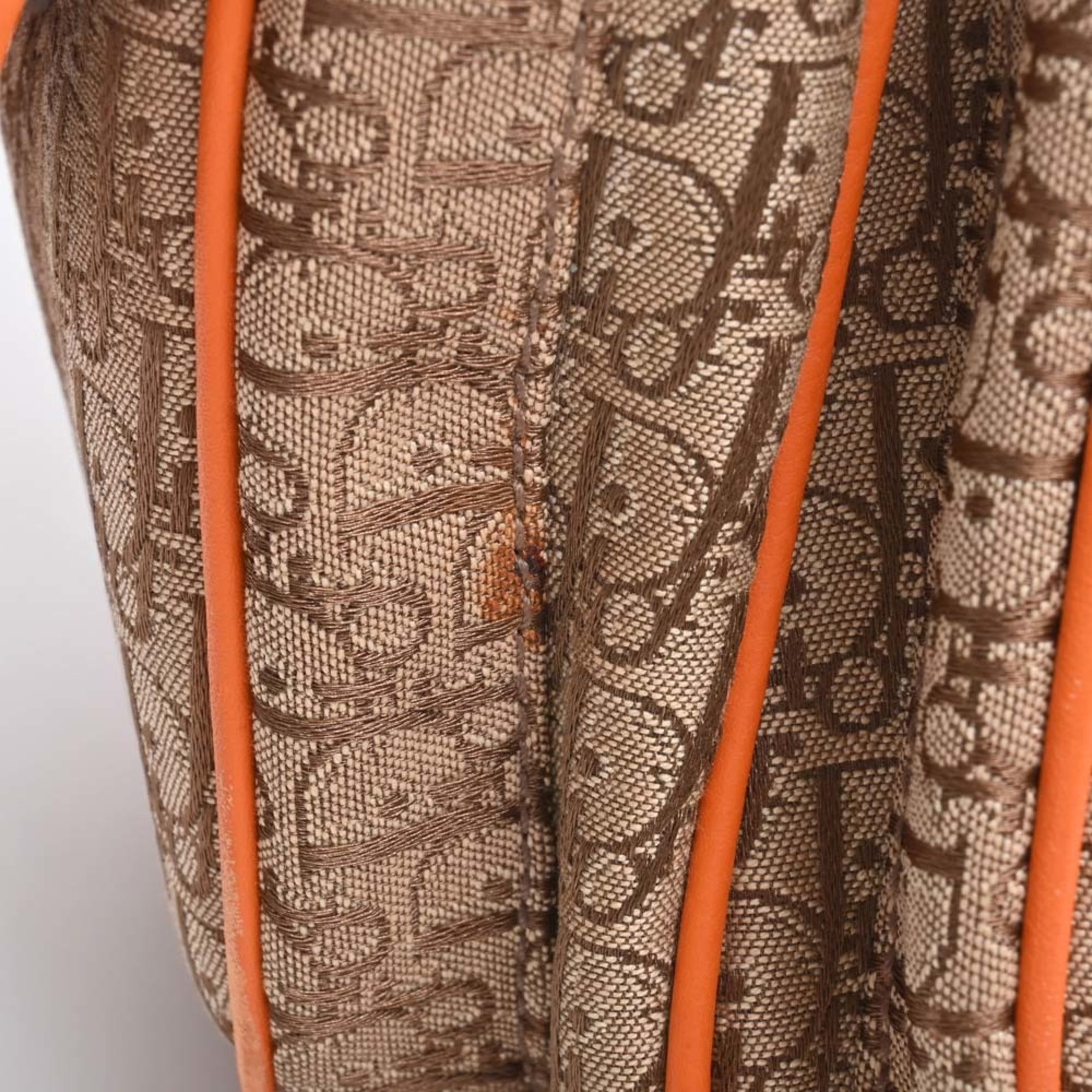 CHRISTIAN DIOR Trotter Canvas Handbag Beige/Orange Women's
