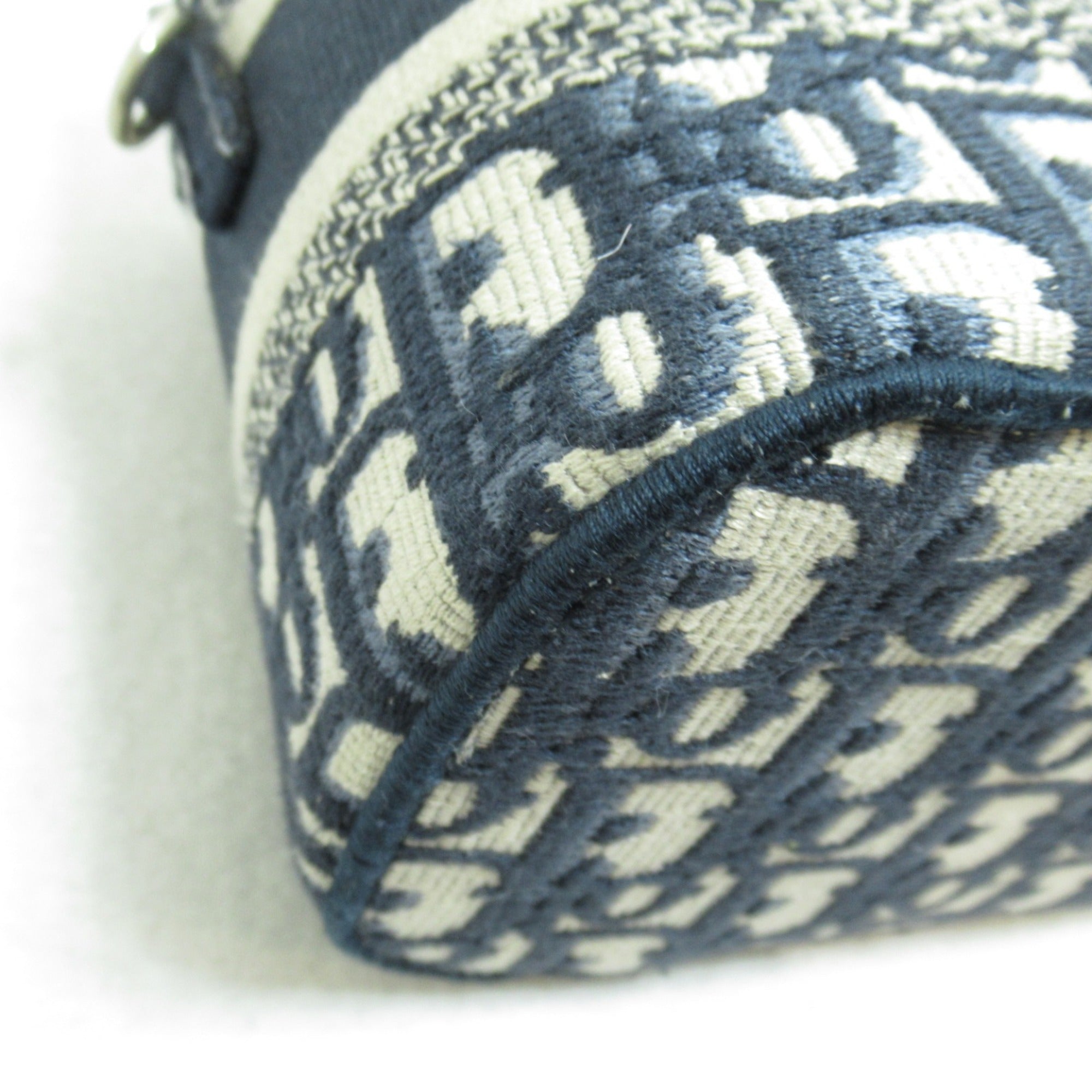 Dior 2way vanity bag Navy White canvas