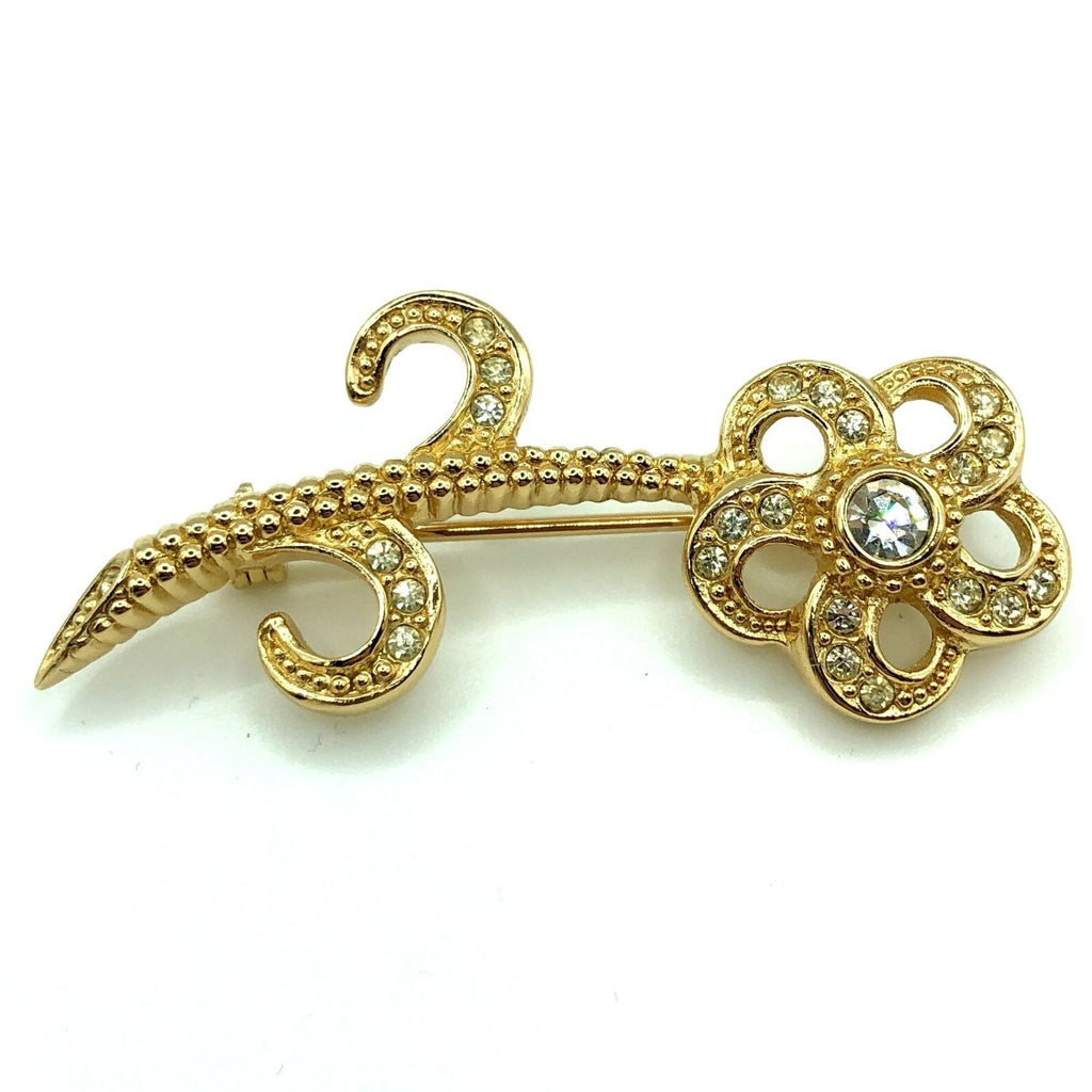 CHRISTIAN DIOR brooch rhinestone gold accessories ladies