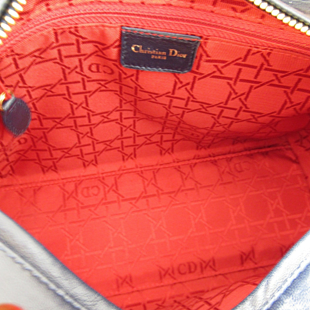 Dior lady dior handbag Navy Lambskin [sheep leather]