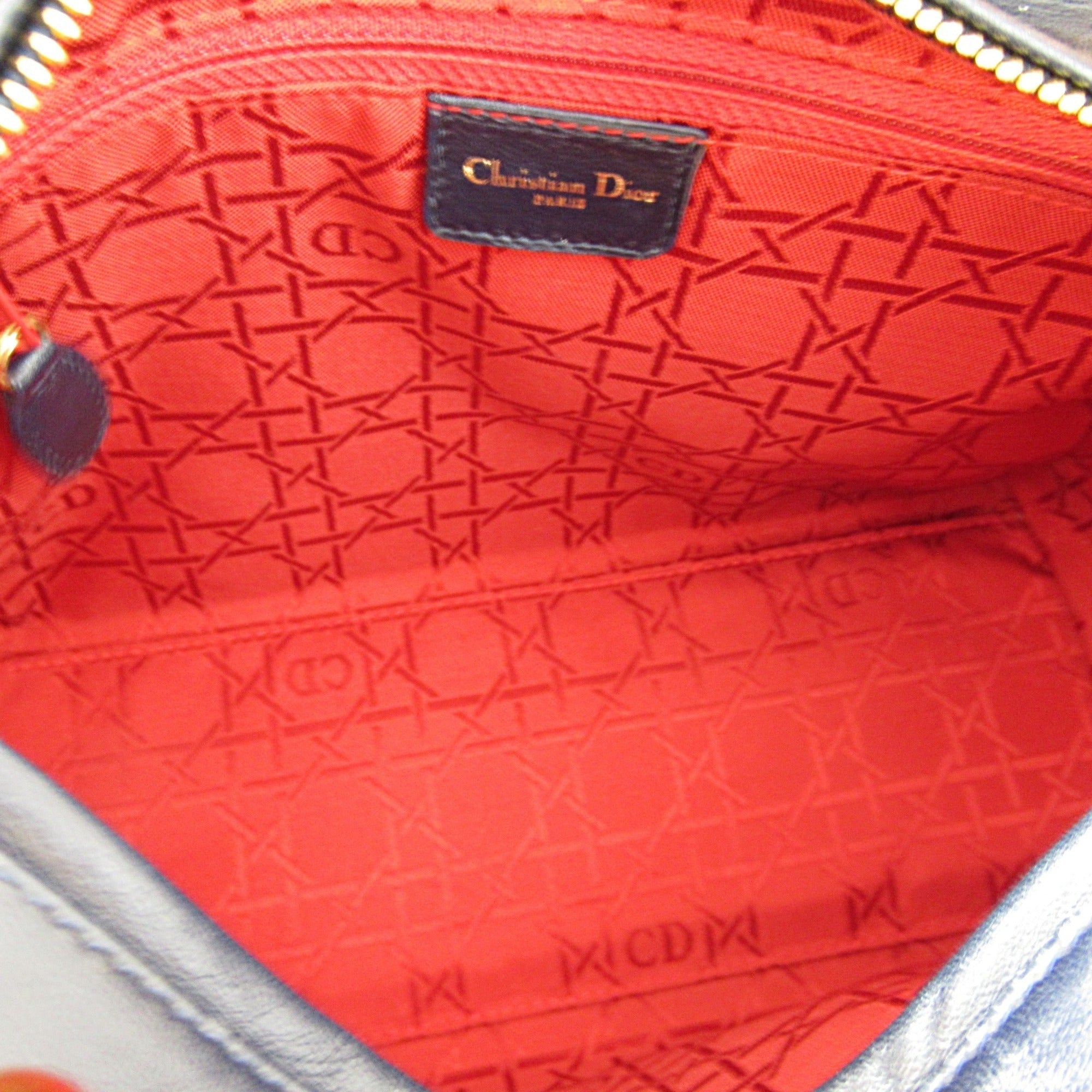 Dior lady dior handbag Navy Lambskin [sheep leather]