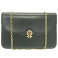 Christian Dior 2way chain CD metal fittings leather green shoulder bag clutch