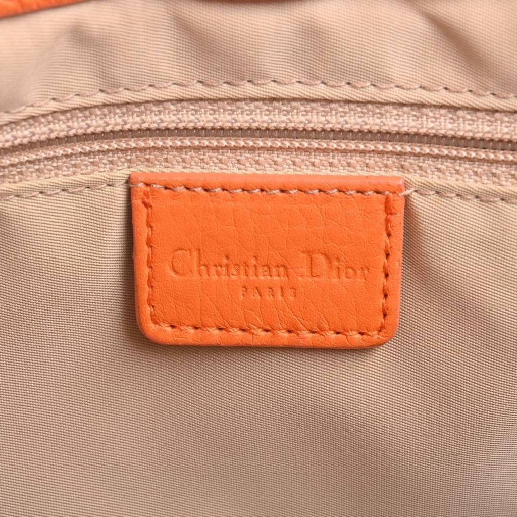 CHRISTIAN DIOR Trotter Canvas Handbag Beige/Orange Women's