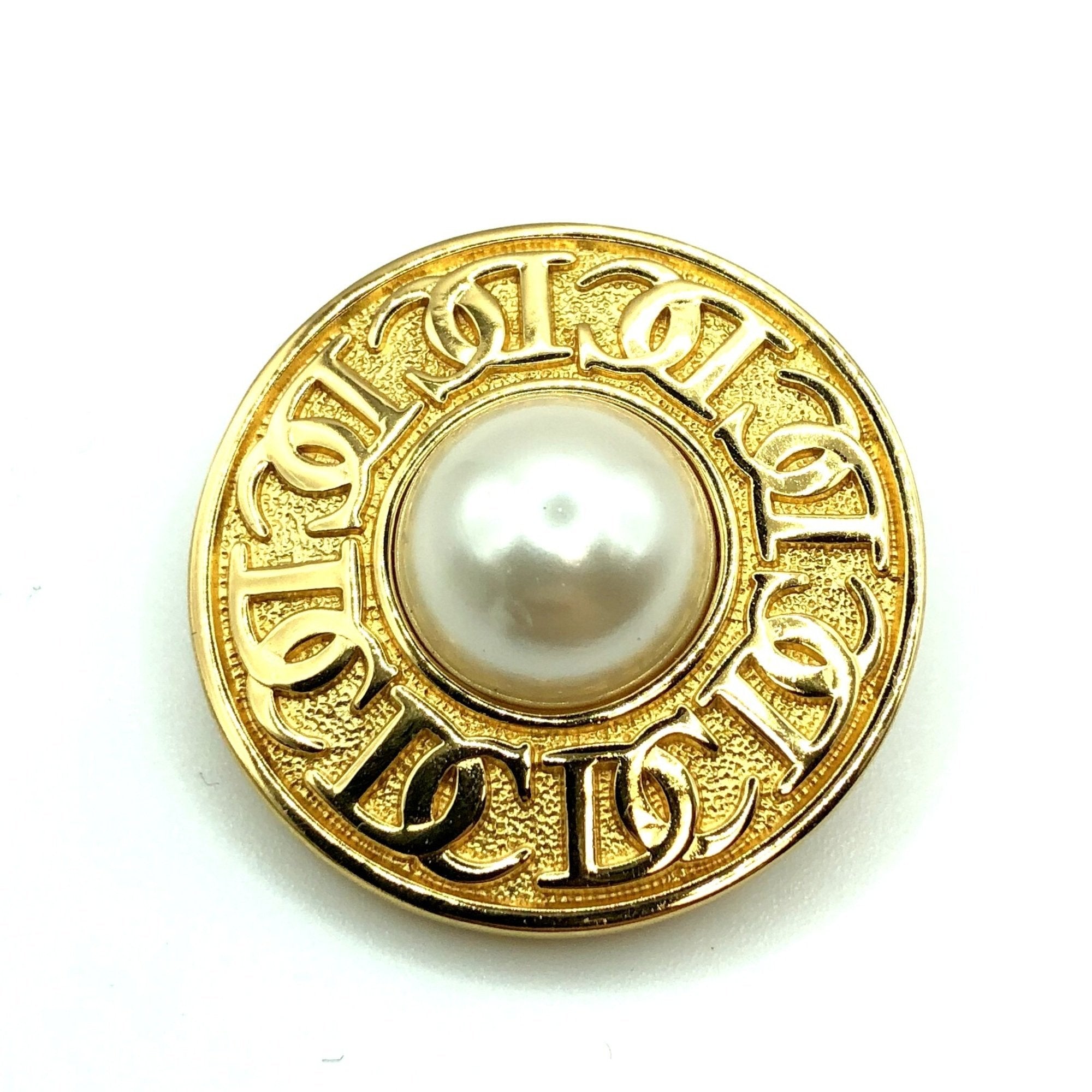 CHRISTIAN DIOR fake pearl brooch gold ladies