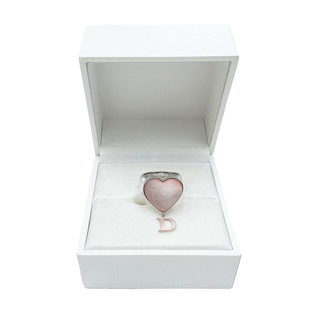 CHRISTIAN DIOR Heart Ring Pink Shell Silver