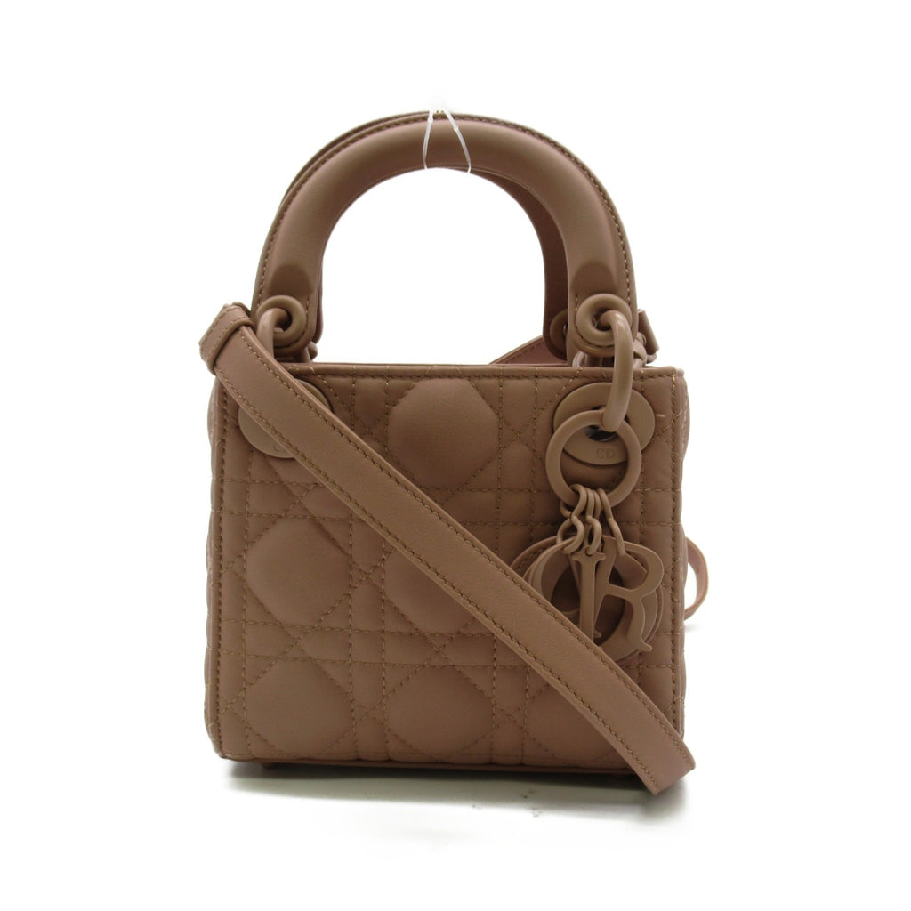 Dior Lady Dior Shoulder Bag Pink Beige Calfskin [cowhide]