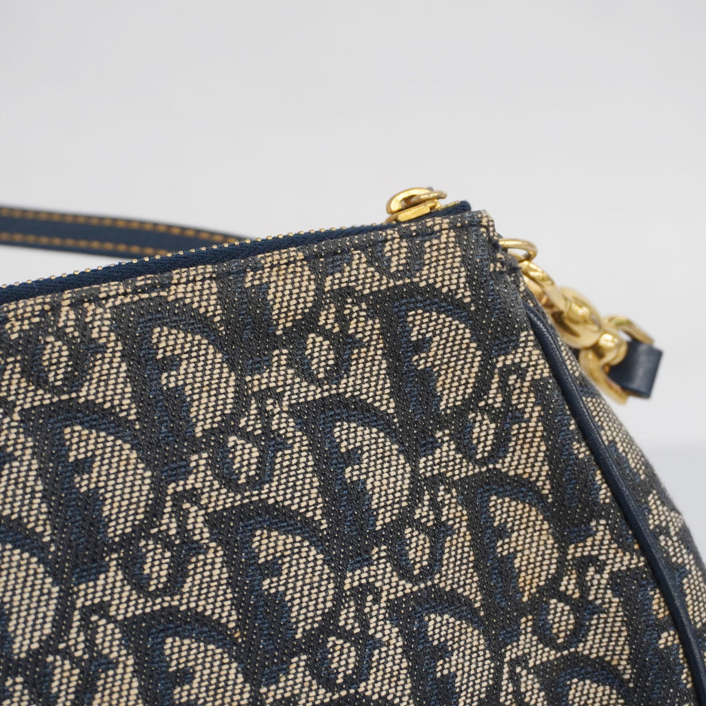 CHRISTIAN DIORAuth  Trotter Handbag Women's Canvas,Leather Navy
