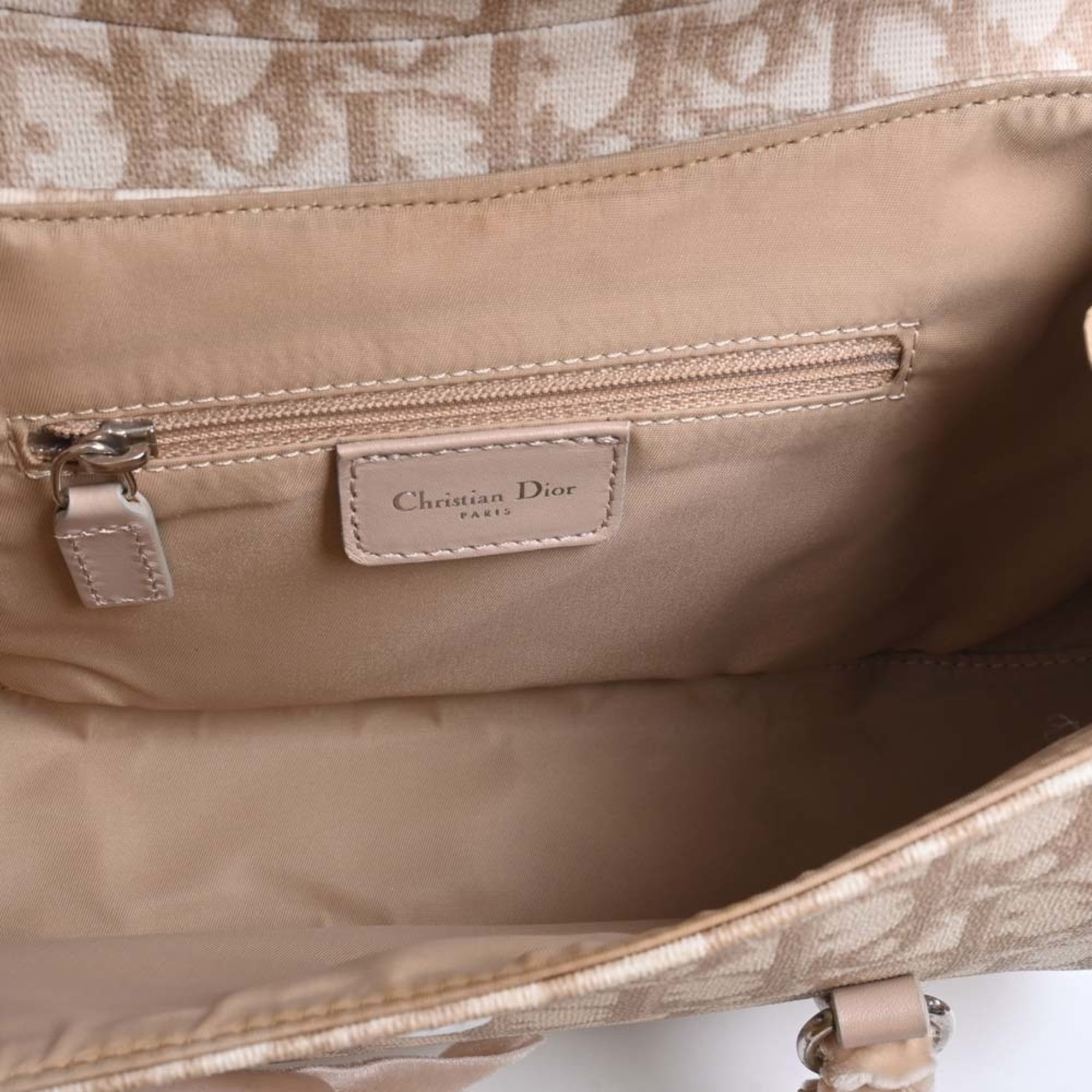 CHRISTIAN DIOR Romantic Trotter Leather Handbag Beige Ladies