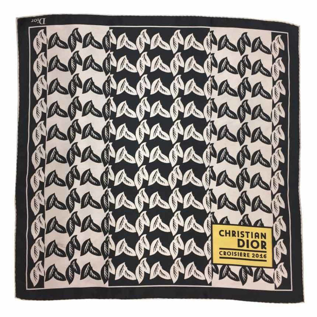 CHRISTIAN DIOR scarf silk leaf pattern