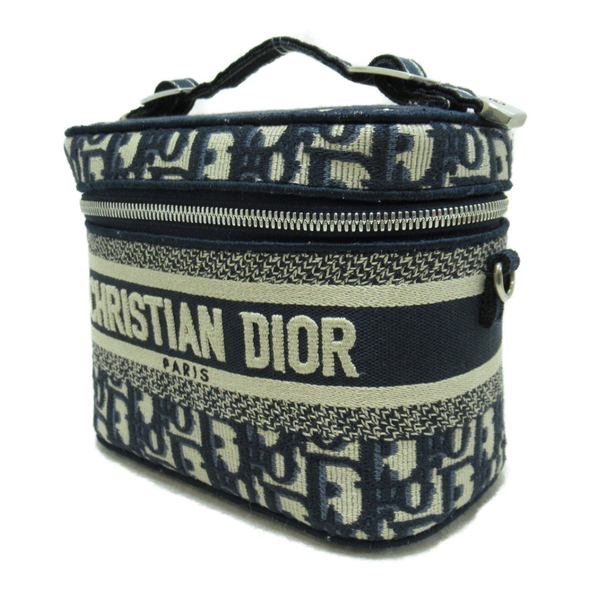 Dior 2way vanity bag Navy White canvas