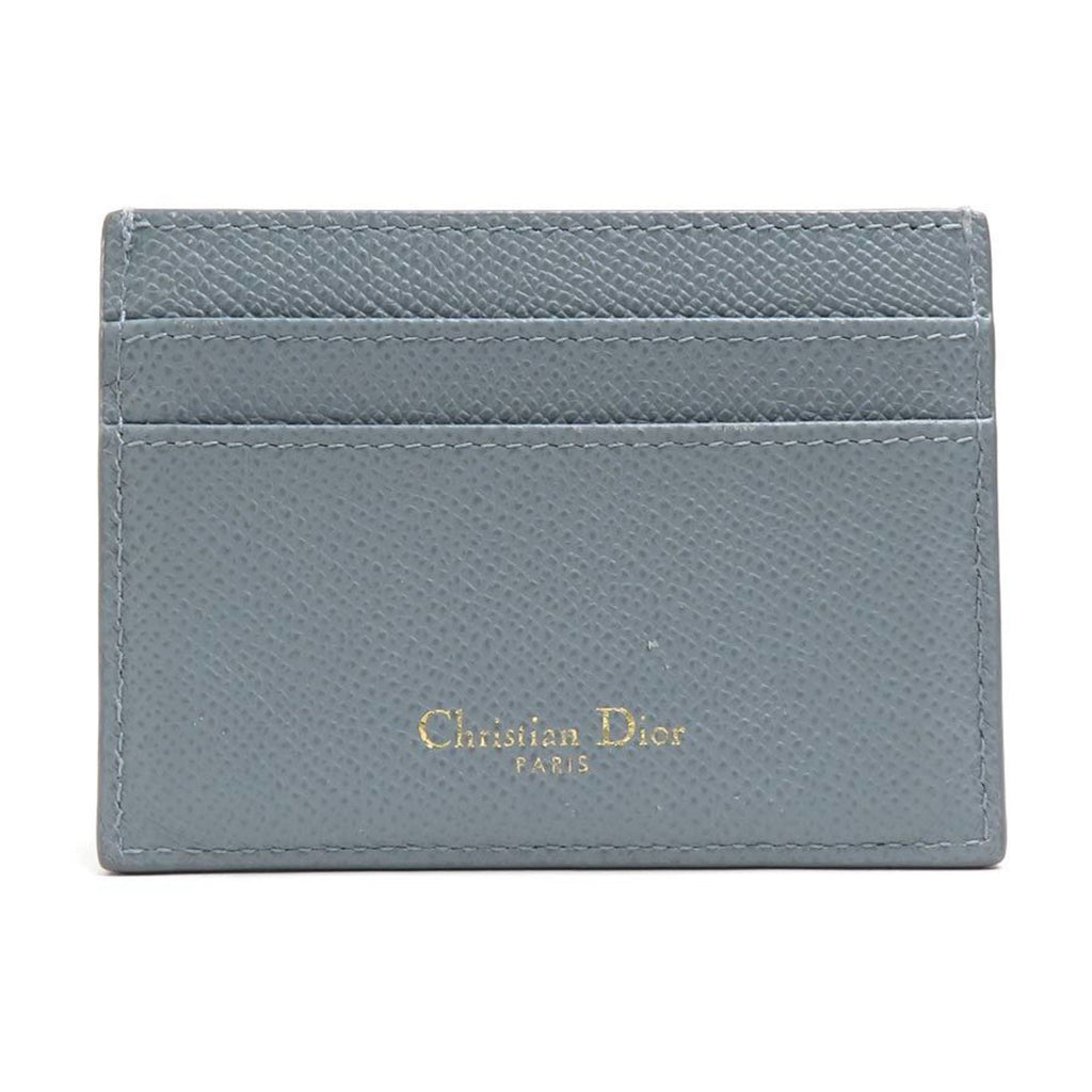 CHRISTIAN DIOR Card Case Pass Leather Blue Gray Ladies