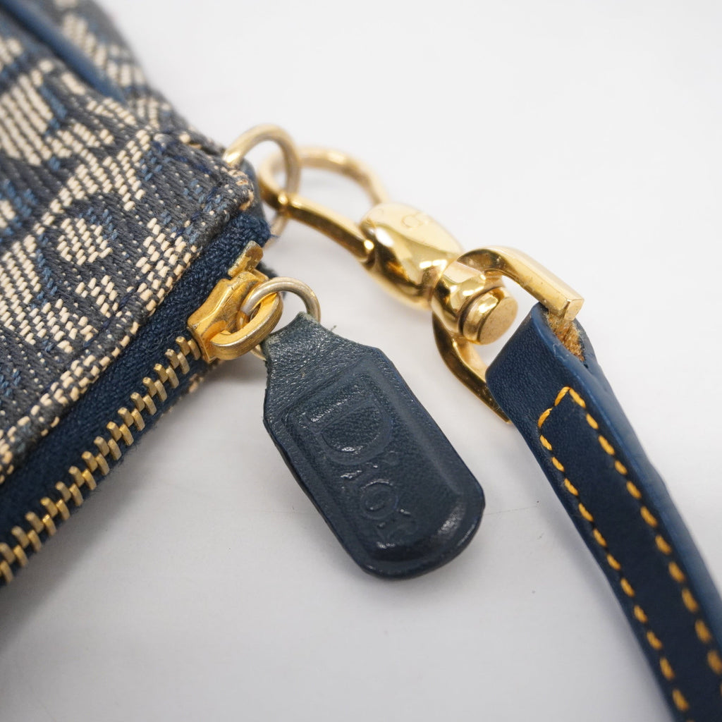 CHRISTIAN DIORAuth  Trotter Handbag Women's Canvas,Leather Navy