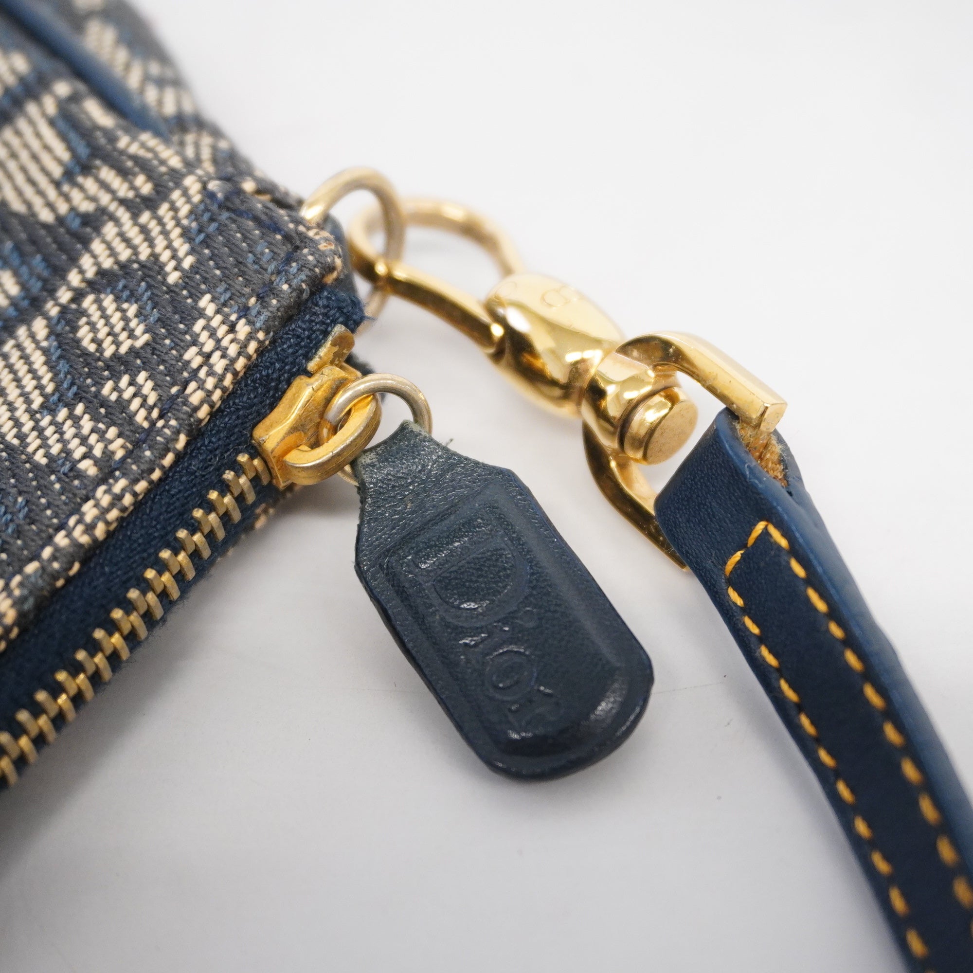 CHRISTIAN DIORAuth  Trotter Handbag Women's Canvas,Leather Navy