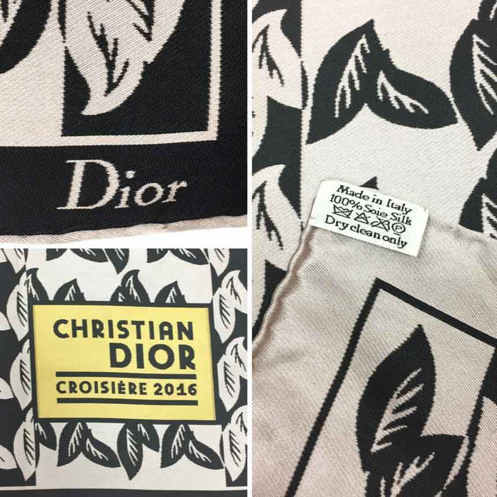 CHRISTIAN DIOR scarf silk leaf pattern