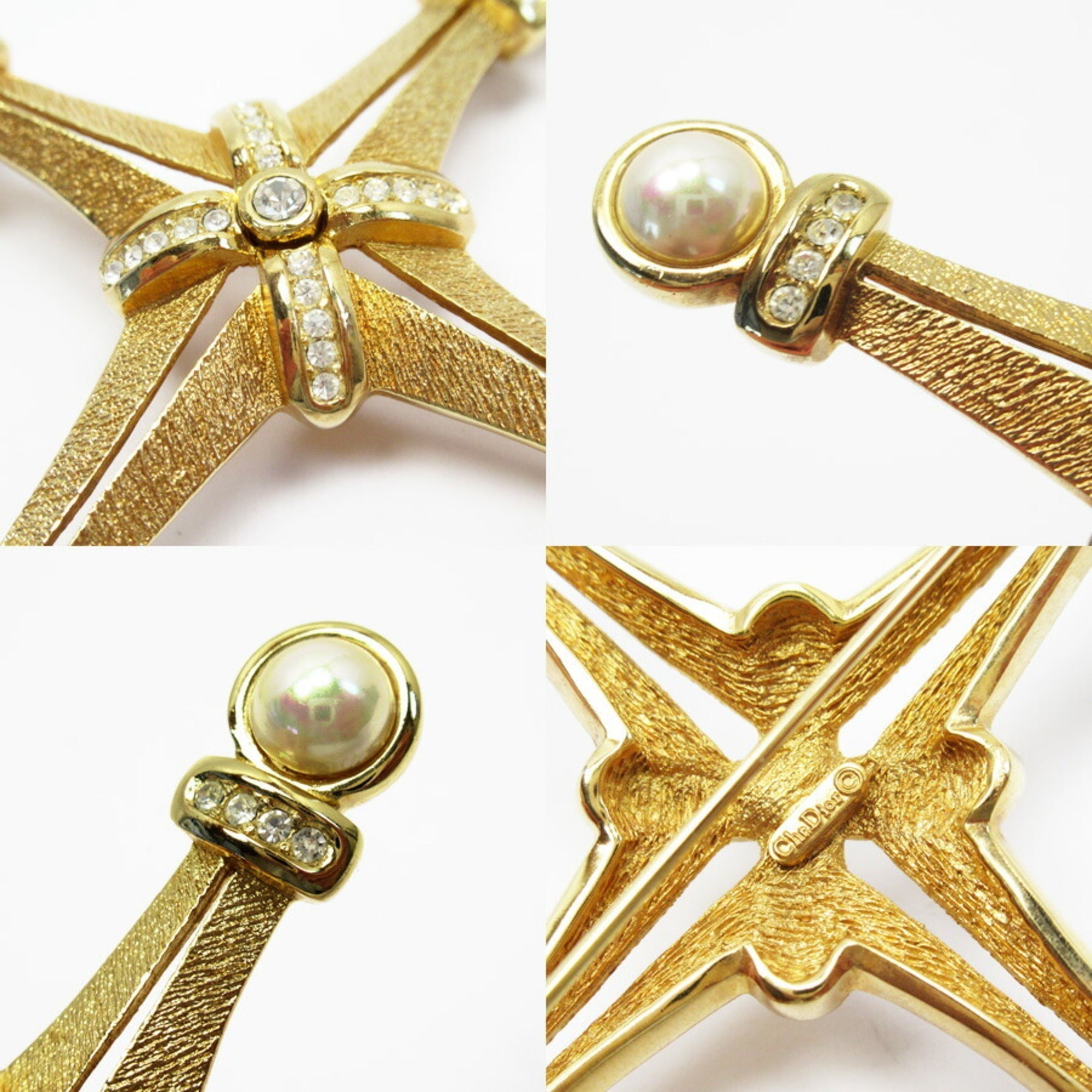 Christian Dior Brooch Gold Fake Pearl
