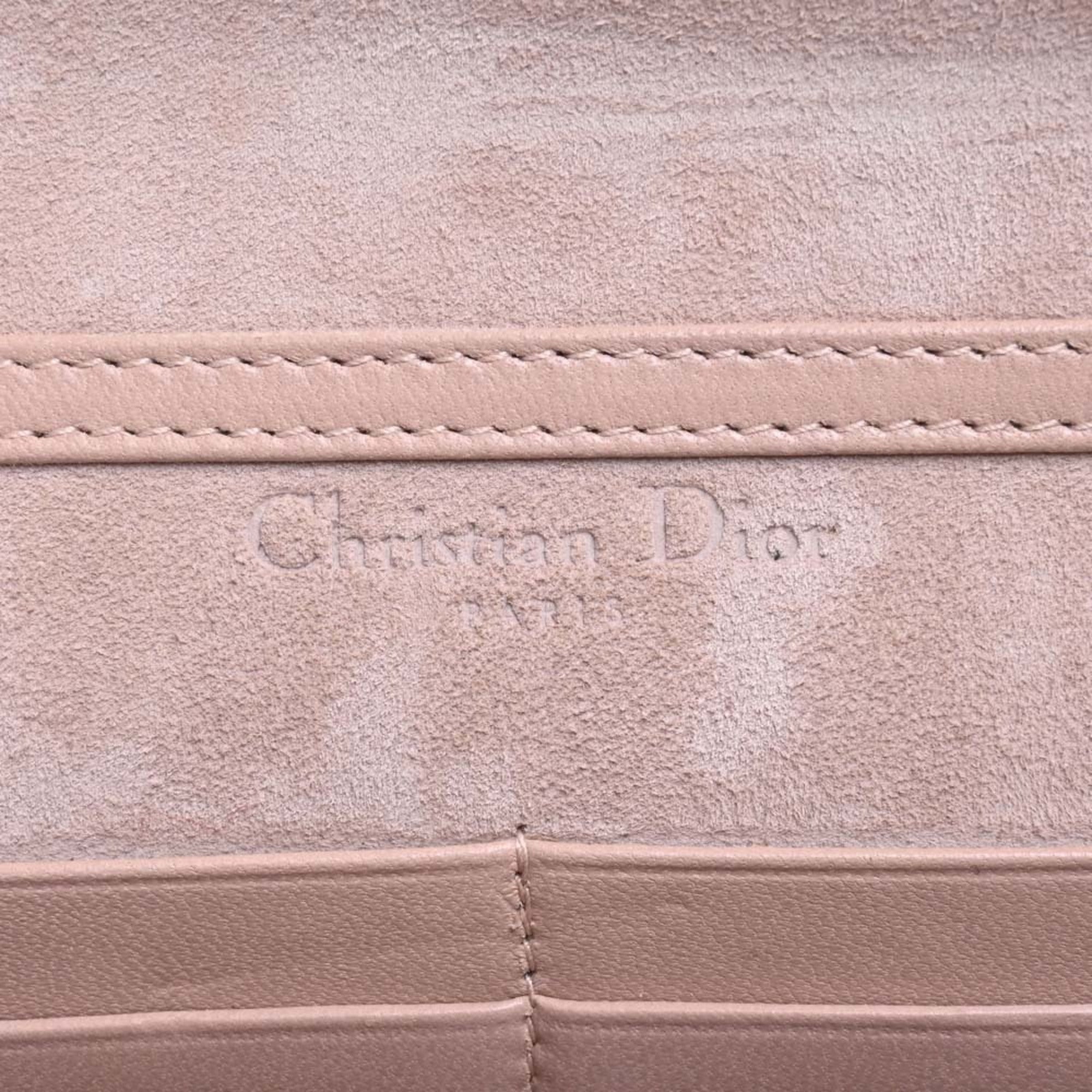 CHRISTIAN DIOR Leather ADDICT Studded Chain Shoulder Wallet Long S2012CNOB Pink Ladies