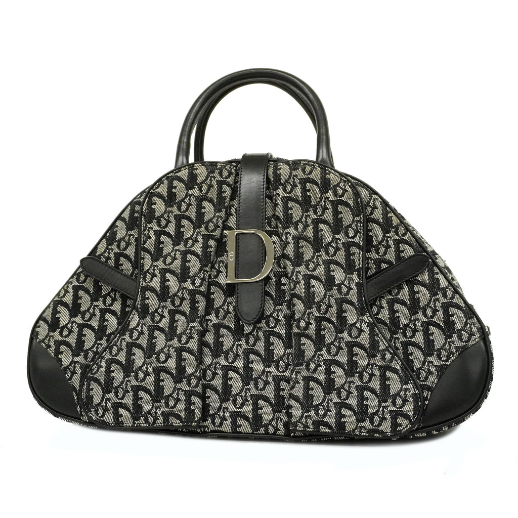 CHRISTIAN DIORAuth  Trotter Double Saddle Women's Canvas Handbag Black
