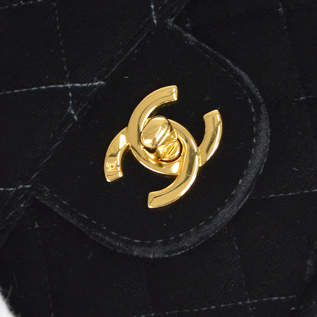 CHANEL 1994-1996 Classic Flap Backpack Black Velvet