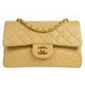 CHANEL 1989-1991 Classic Double Flap Small Beige Lambskin