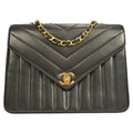 CHANEL 1991-1994 Vertical Chevron Letter Flap Bag Small
