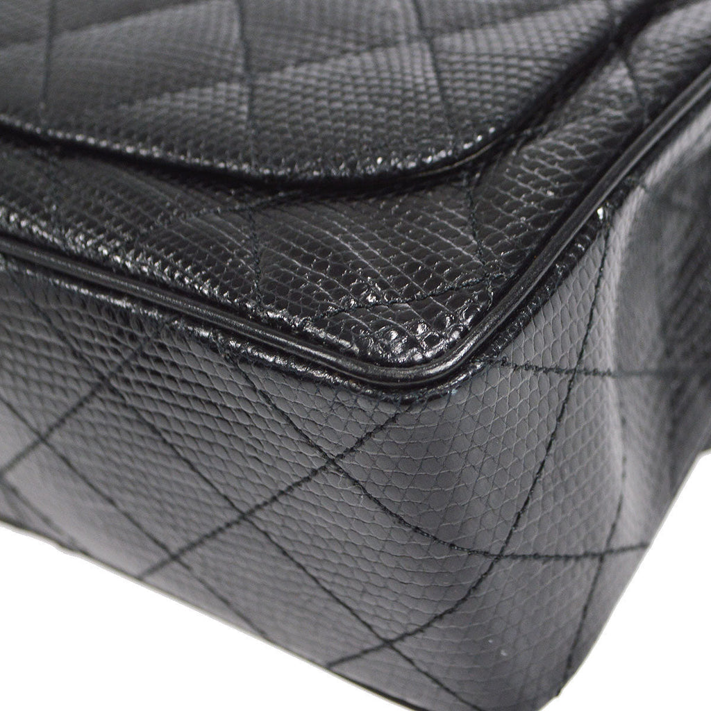 CHANEL * 1991-1994 Classic Square Flap Mini Black Lizard