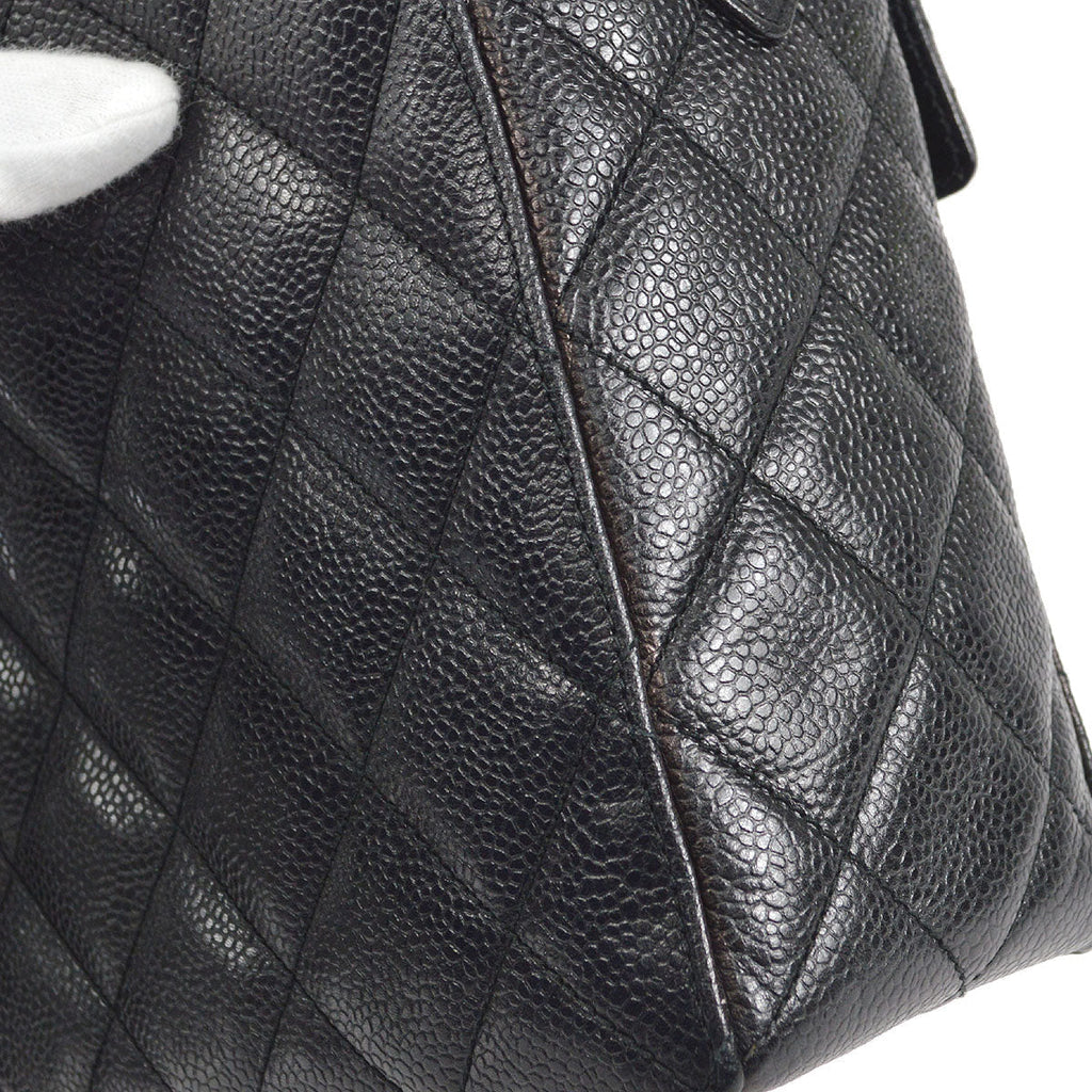 CHANEL 1996-1997 Flap Box Shoulder Bag Small Black Caviar